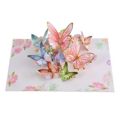 Peach Butterfly and Flowers 3D Pop Up Greeting Card