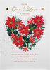 Traditional Illustrated Poinsettia Heart Design One I Love Luxury Boxed Christmas Card