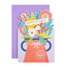 3D Pop-Up Pink Flowers & Vase Design Birthday Card