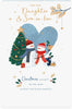 Two Snowmen By Tree Design Daughter & Son In Law Christmas Card