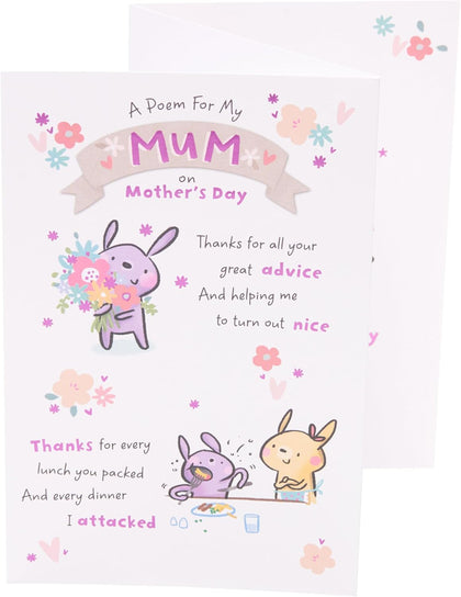 Cute Poem Design For Mum Mother's Day Card