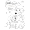 Two Dogs Design Multi-Caption Mother's Day Card Colour-Me-in Activity with Stickers
