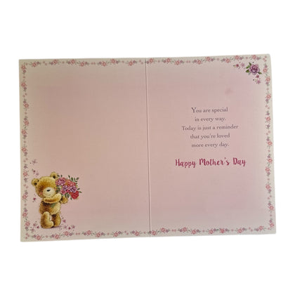 To A Special Mum Teddy Holding Bouquet Design Mother's Day Card