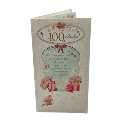 Happy Birthday 100 Today! Open Female Soft Whispers Card