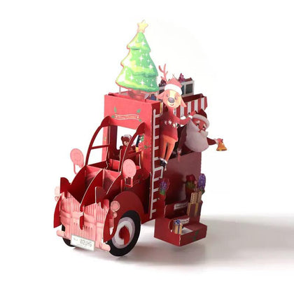Santa’s Festive Truck & Snowman Scene Christmas Card