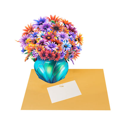 Daisy Delight Vibrant Pop Up Flower Vase Card