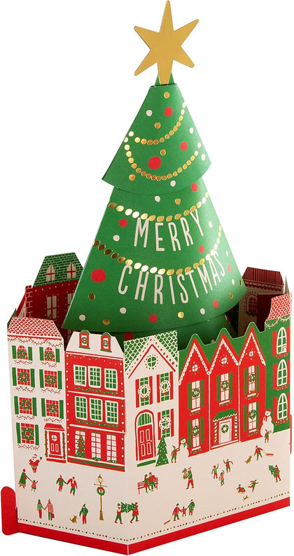 Town Square Tree Design Pop Up 3D Christmas Card