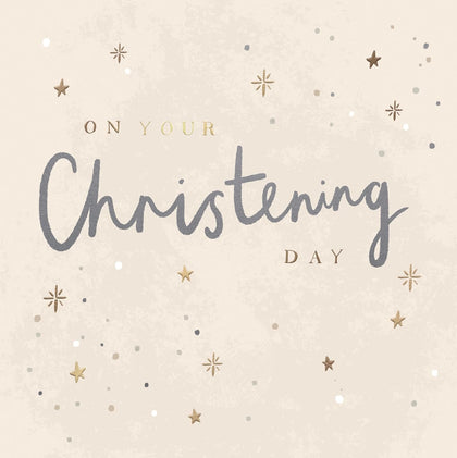 Stunning Stars Luxury Foiled Christening Congratulations Card