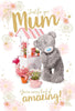 Bear With Flower Stand Photo Finish Amazin Mum Mother's Day Card