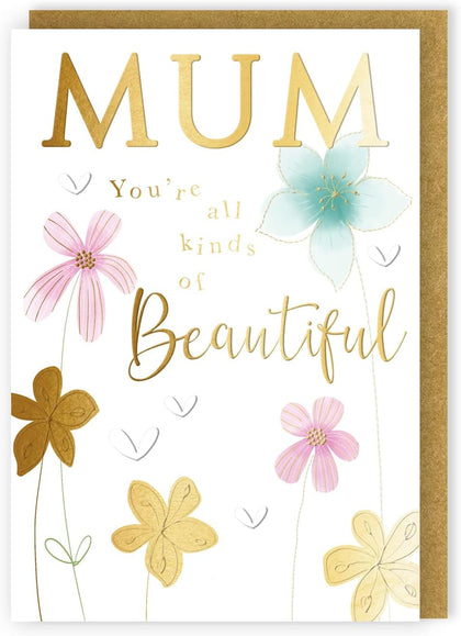 Beautiful Gold Blossom Fun! Mum Birthday Card