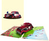 Vintage Red Car 3D Pop Up Greeting Card