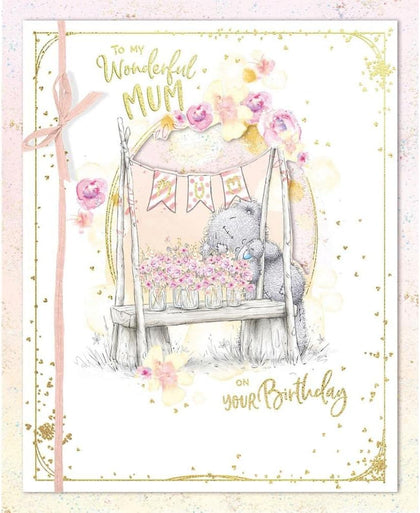 Bear At Flower Stand And Bunting Wonderful Mum Boxed Birthday Card