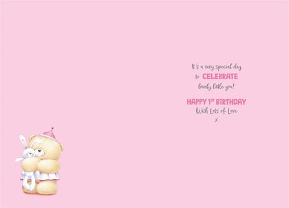 Teddy Design Amazing Girl 1st Birthday Card
