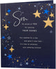 Dark Blue Design Son Passing Exams Congratulations Card
