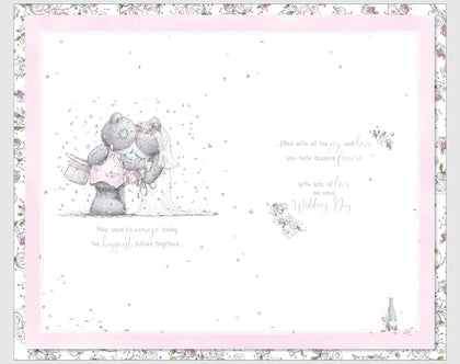 Special Couple Bear Bride And Groom Handmade Wedding Day Card