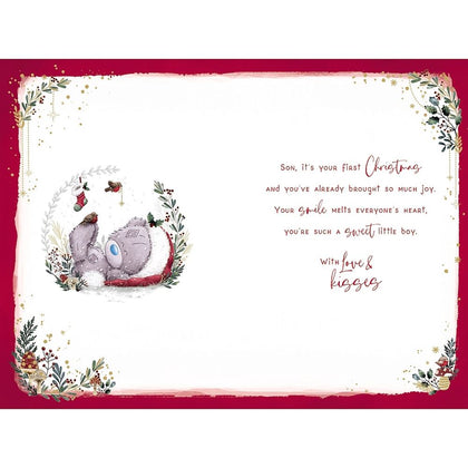 Bear And Reindeer Baby Son's First Christmas Card