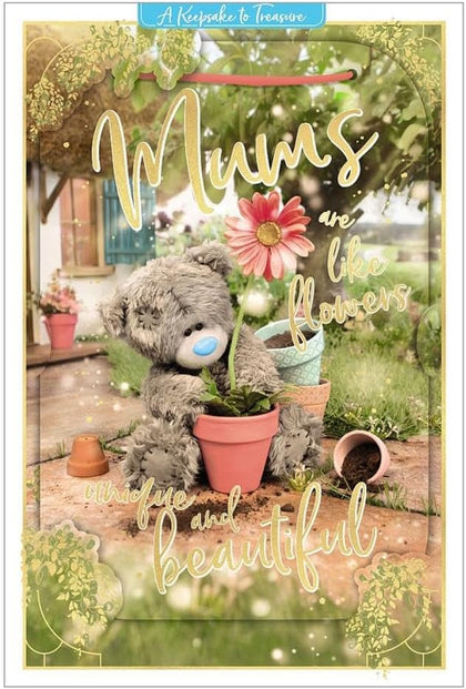 Bear Sat Planting A Flower Beautiful Mum Mother's Day 3D Keepsake Card