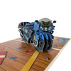 Blue Racing Motorcycle 3D Pop Up Greeting Card