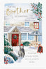 Dog Outside Pub Design Brother Christmas Card