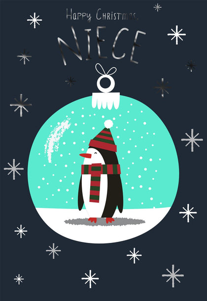 Penguin Design Niece Christmas Card