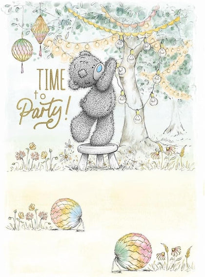 Bear Putting Lights Up Time To Party ! Birthday Card