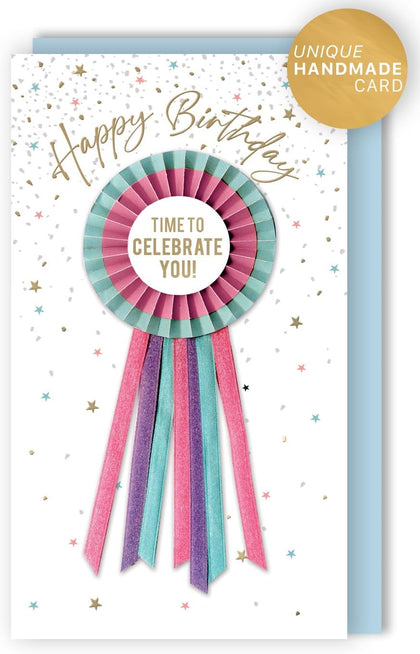 Time To Celebrate Fun & Sparkly Hand-Finished Birthday Card