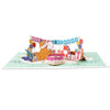 Puppy & Kitty 3D Animal Flag Pop Up Birthday Card