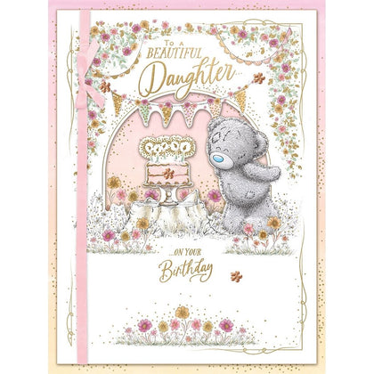 Bear With Cake And Candles Daughter Handmade Boxed Birthday Card