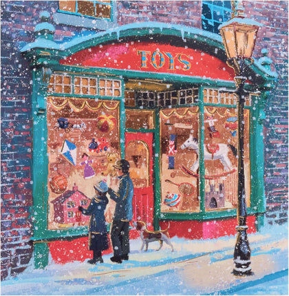 Pack of 8 Festive Toy Shop Marie Curie Charity Christmas Cards