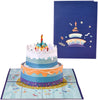 Blue Beautiful Round Cake Design 3D Pop Up Birthday Card