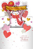 Snowman Design with Hearts Design Daughter Christmas Card