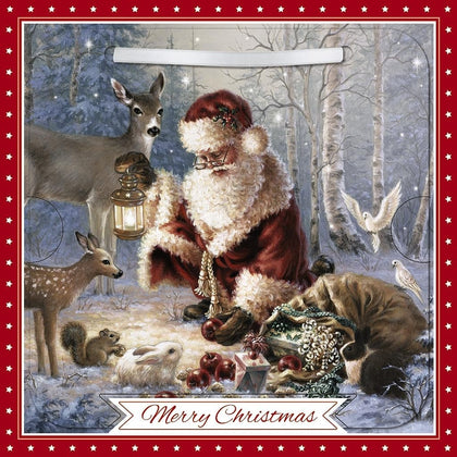 Santa In Forest Classic 3D Lenticular Traditional Festive Merry Christmas Card with Detachable Keepsake