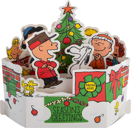3D Light & Music Pop Up Peanuts Seasons Xmas Tree Christmas Card