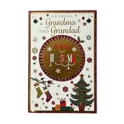 For a Special Grandma and Grandad Gold Frame Design Christmas Card