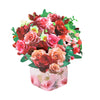 Blushing Blooms Rose Bouquet 3D Pop Up Vase Greeting Card
