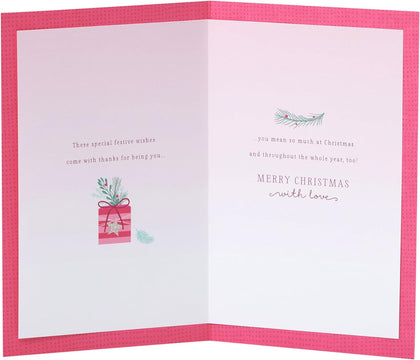 Pink Stockings Design Daughter Christmas Card