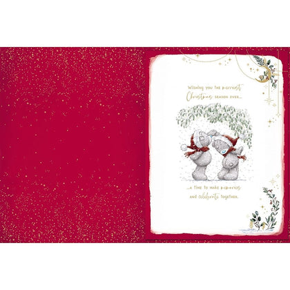 Bears Hugging For Beautiful Fiancée Luxury Boxed Handmade Christmas Card
