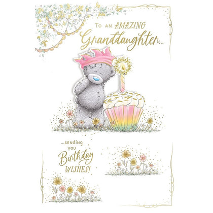 Bear And Large Cupcake Amazing Granddaughter Luxury Handmade Birthday Card
