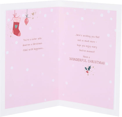 Hanging Baubles Sister Christmas Card