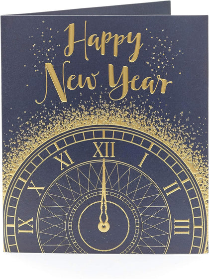 Pack of 6 New Year 2024 count down Clock Greeting Cards With Envelopes