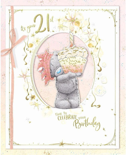 Bear With Cupcake 21st Birthday Card