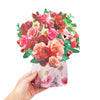 Blushing Blooms Rose Bouquet 3D Pop Up Vase Greeting Card