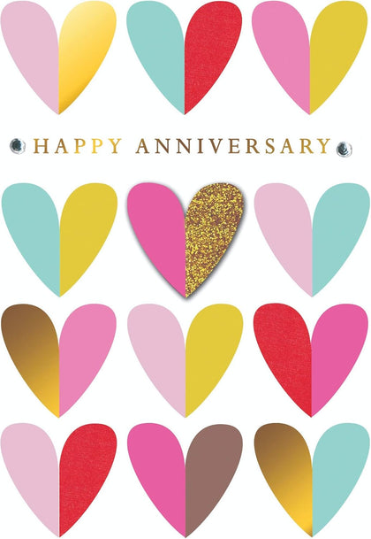 Colourful Hearts Design Blank Anniversary Card