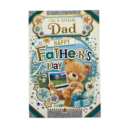 For A Special Dad Teddy With Laptop Design Father's Day Card