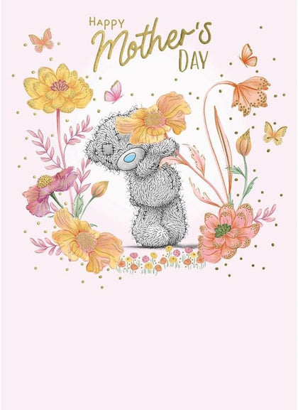 Bear Holding Large Flower Lovely Mum Mother's Day Card