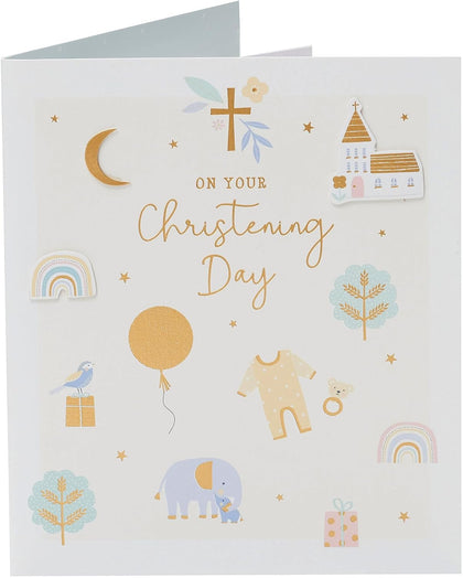 Symbol Design with 3D Elements Christening Card 