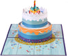Blue Beautiful Round Cake Design 3D Pop Up Birthday Card