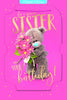 Bear With Flowers 3D Photo Finish Keepsake Special Sister Birthday Card