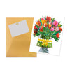 Colorful Tulip Bouquet with Ribbon Bow Design 3D Pop Up Card