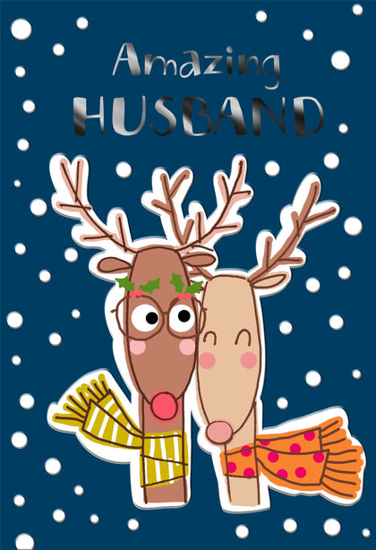 Blue and Dot Design Husband Christmas Card